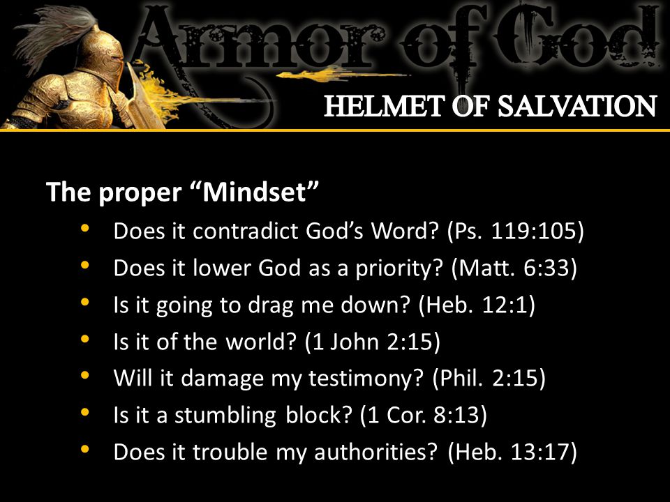 The proper Mindset Does it contradict God’s Word.