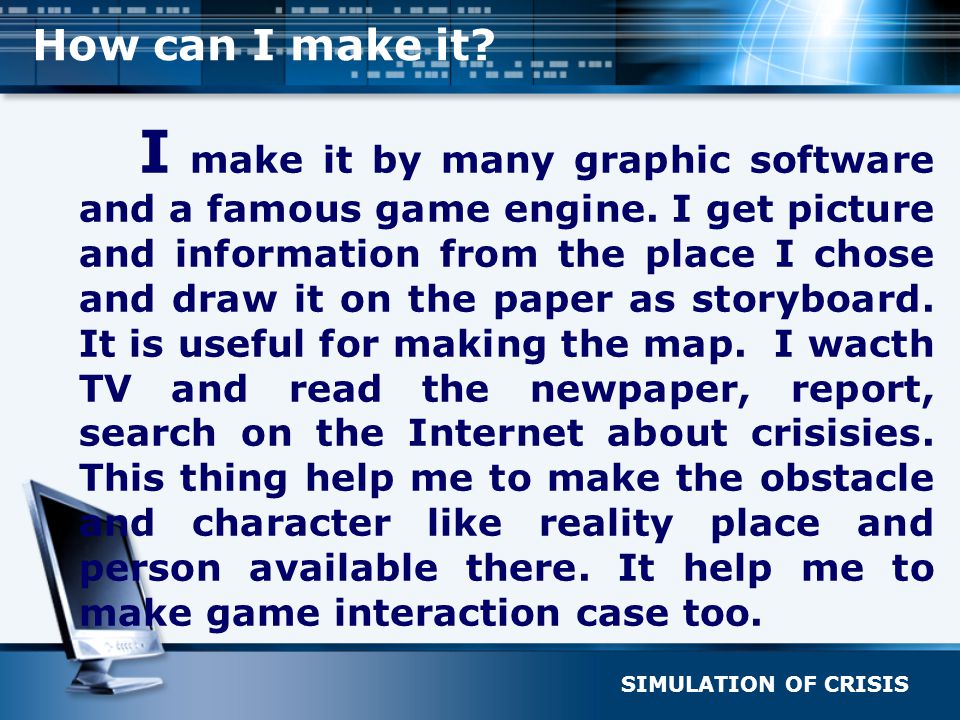 SIMULATION OF CRISIS How can I make it.