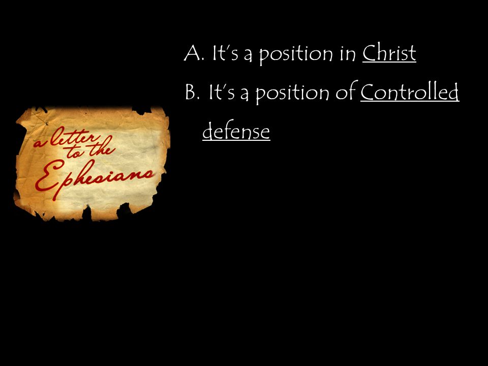 A. It’s a position in Christ B. It’s a position of Controlled defense