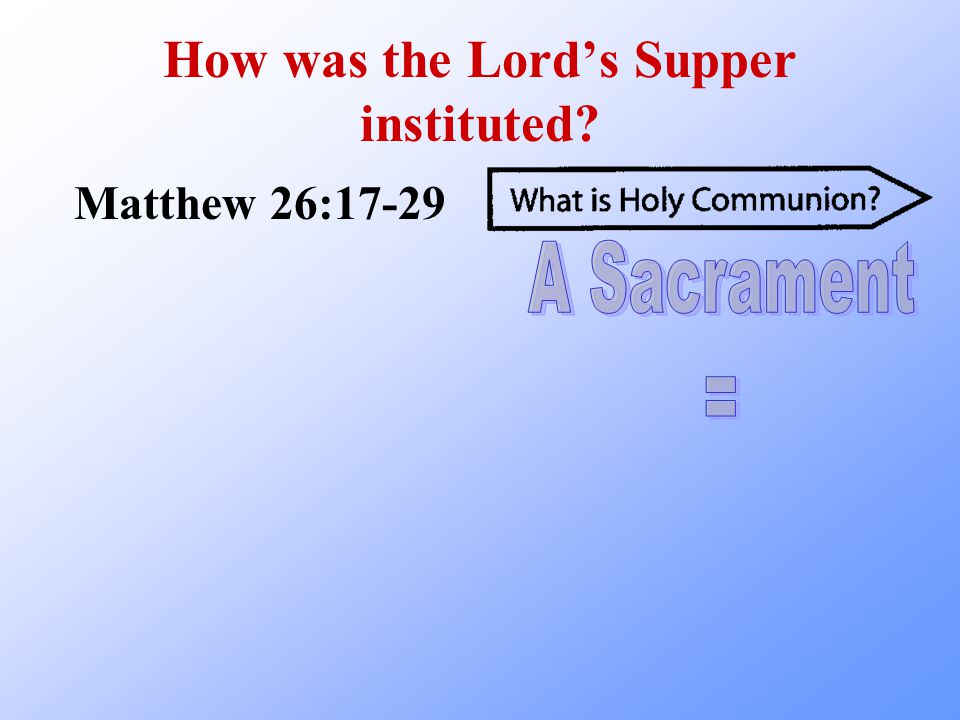 How was the Lord’s Supper instituted Matthew 26:17-29