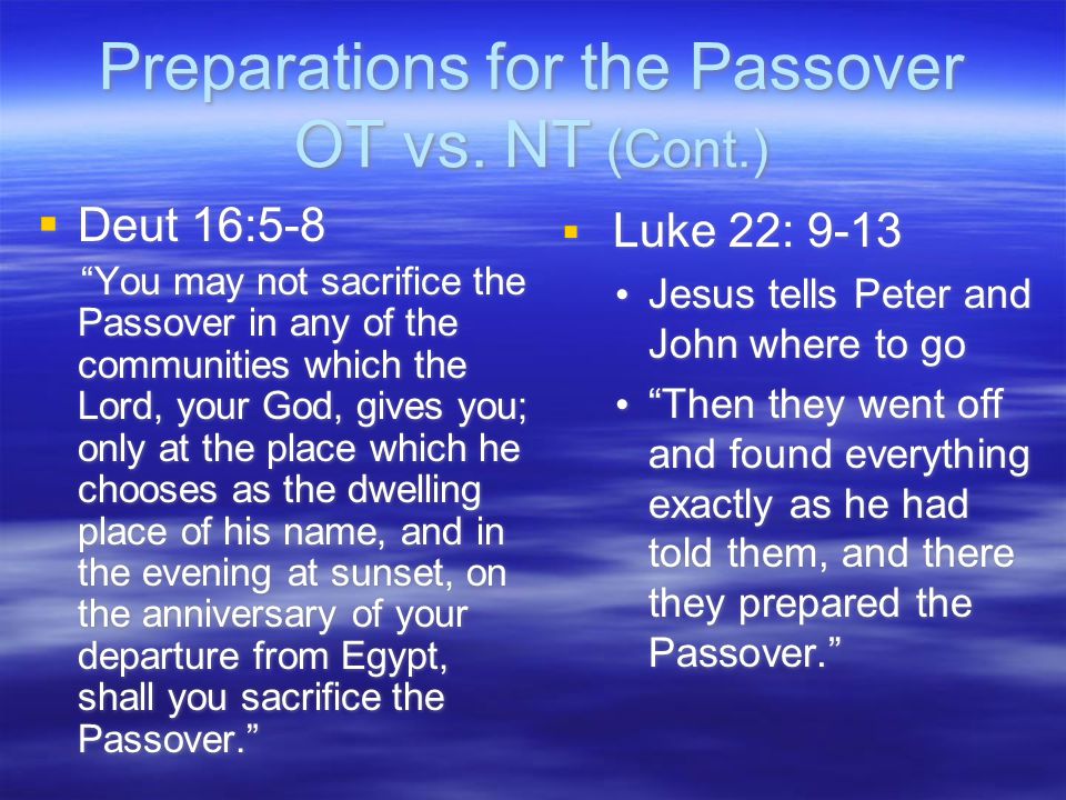 Preparations for the Passover OT vs.