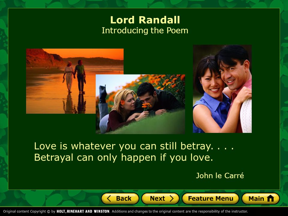 Click on the title to start the video. Lord Randall Introducing the Poem
