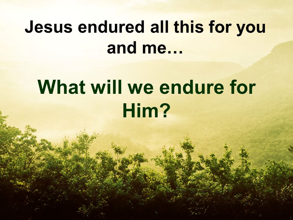 Jesus endured all this for you and me… What will we endure for Him
