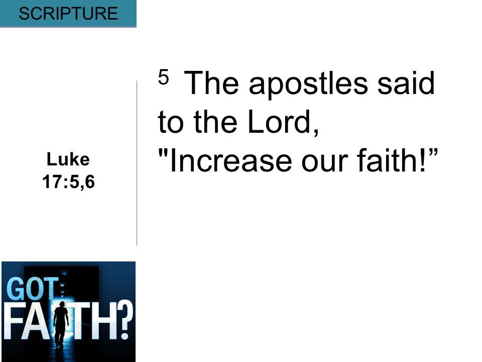 Gripping Luke 17:5,6 SCRIPTURE 5 The apostles said to the Lord, Increase our faith!