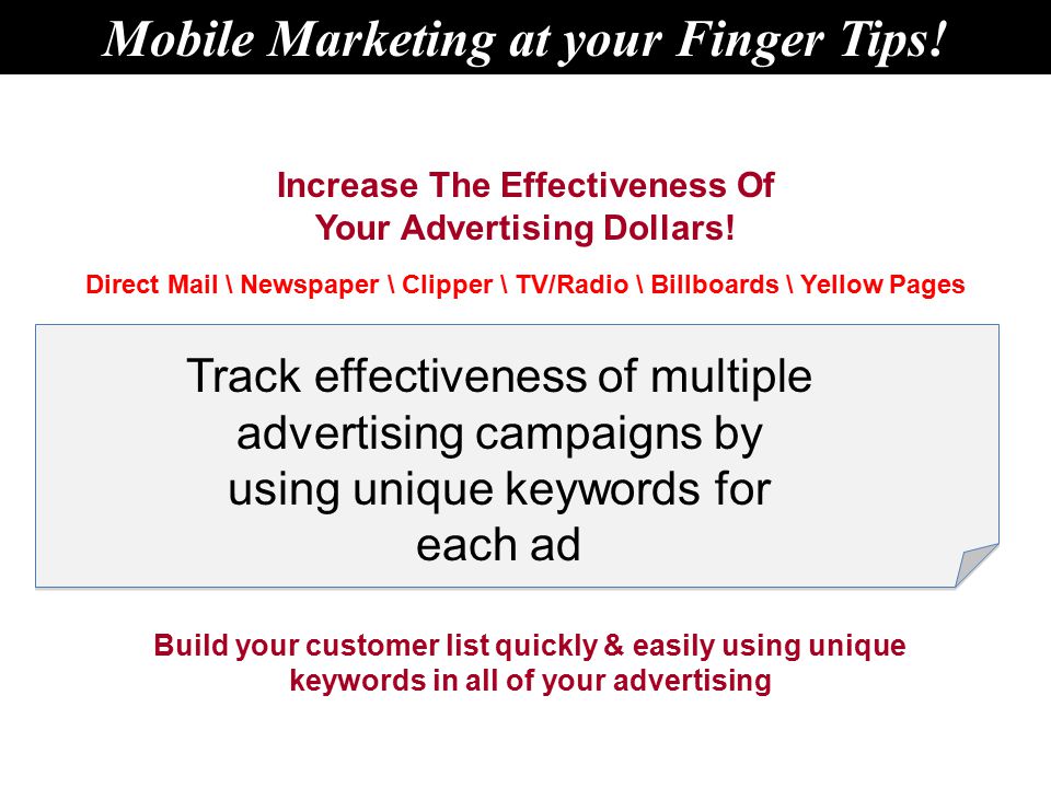 Increase The Effectiveness Of Your Advertising Dollars.