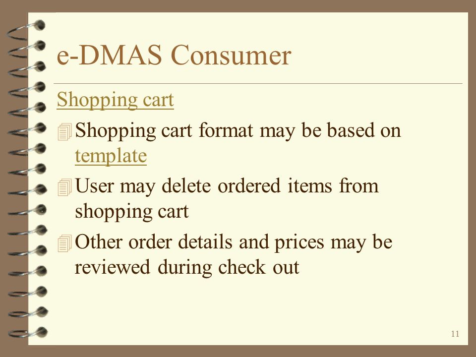 10 e-DMAS Consumer Features for inventory items...
