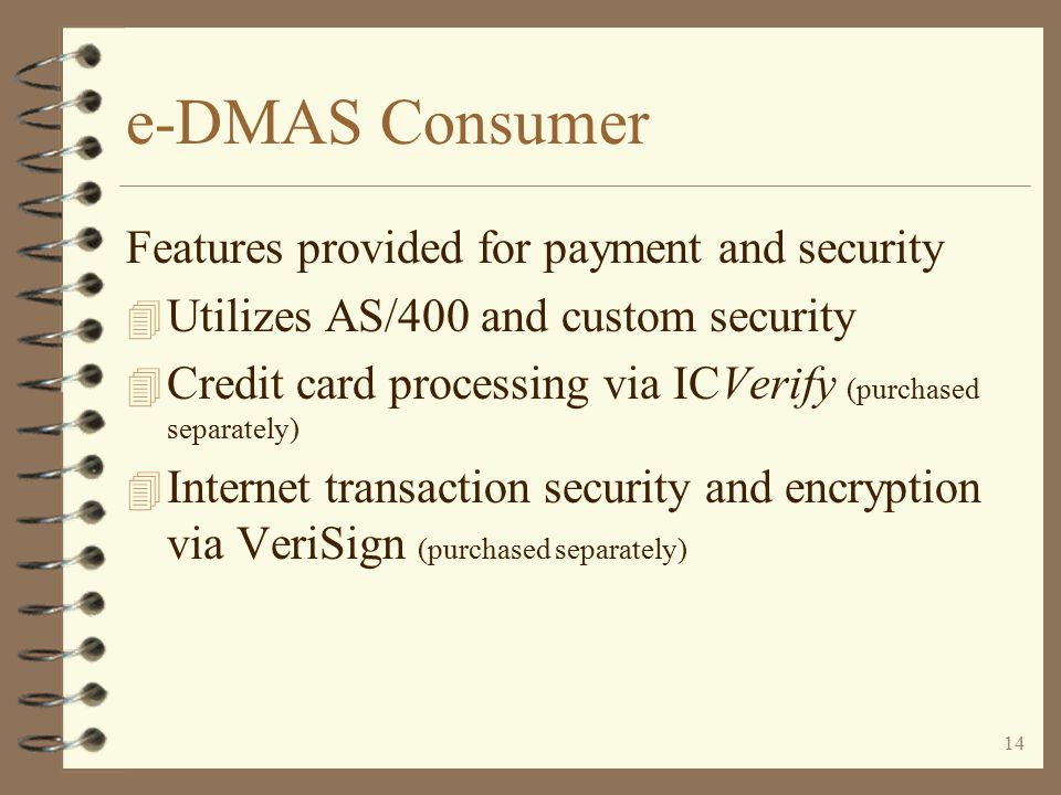 13 e-DMAS Consumer Check Out Check Out...