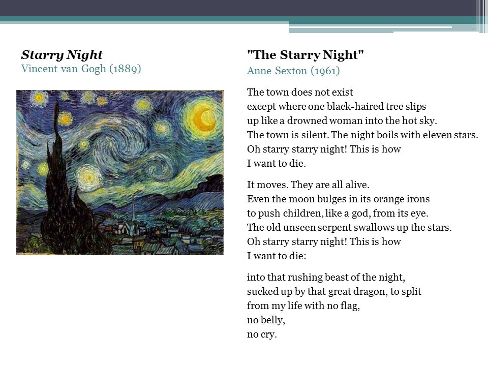 anne sexton the starry night analysis