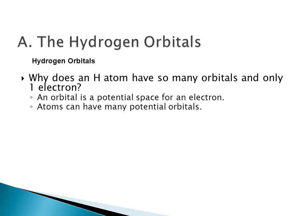  Why does an H atom have so many orbitals and only 1 electron.