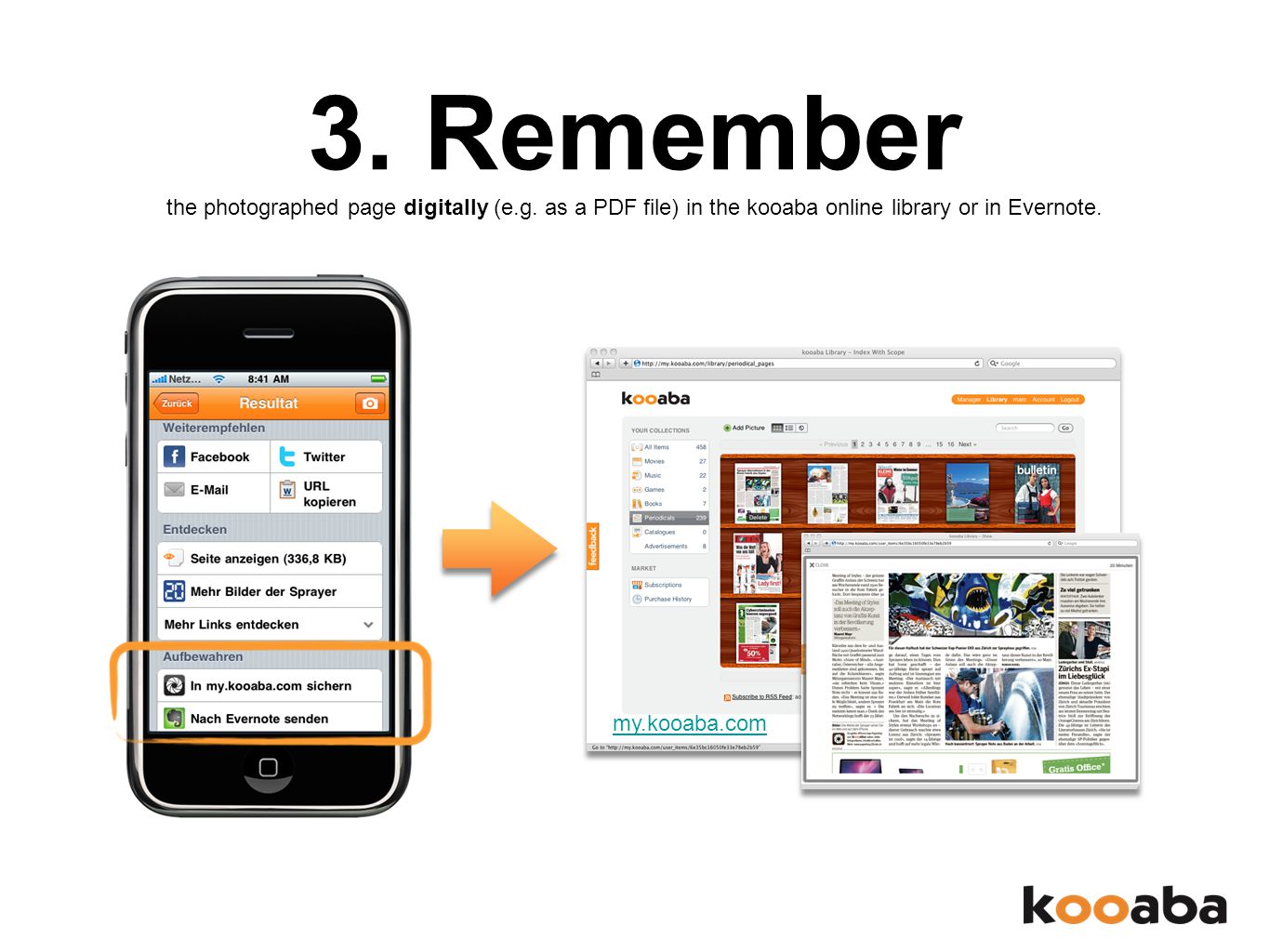 3. Remember the photographed page digitally (e.g.