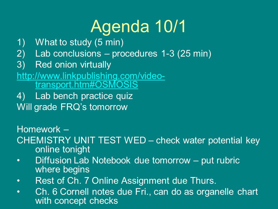 Agenda 10 1 1 What To Study 5 Min 2 Lab Conclusions Procedures