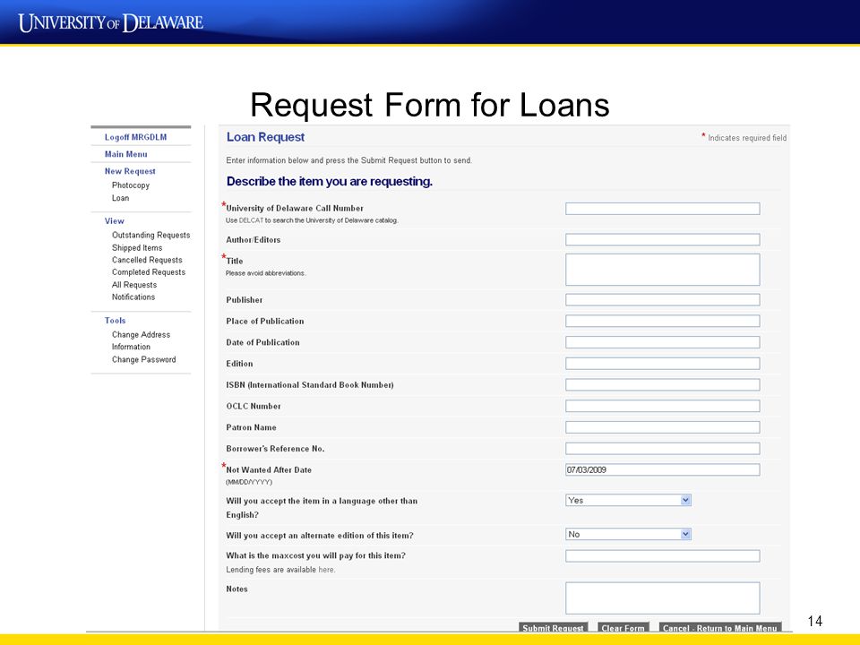 Request Form for Loans 14