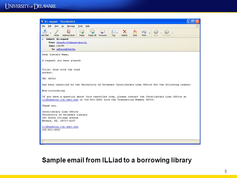 Sample  from ILLiad to a borrowing library 5