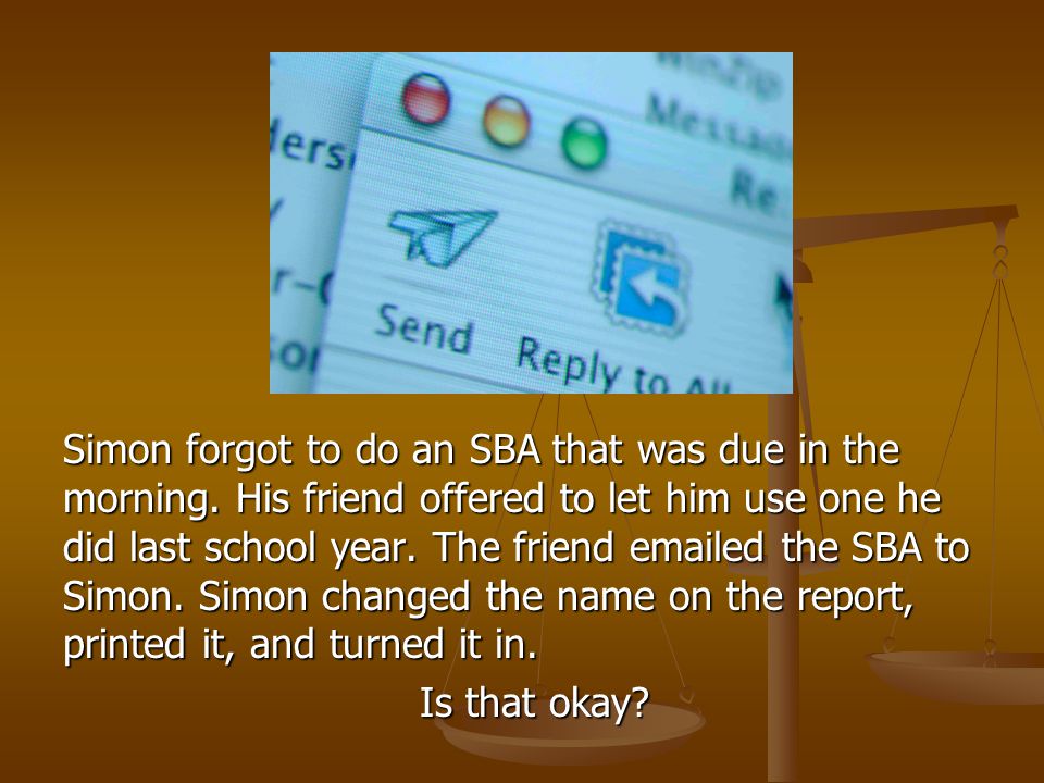 Simon forgot to do an SBA that was due in the morning.