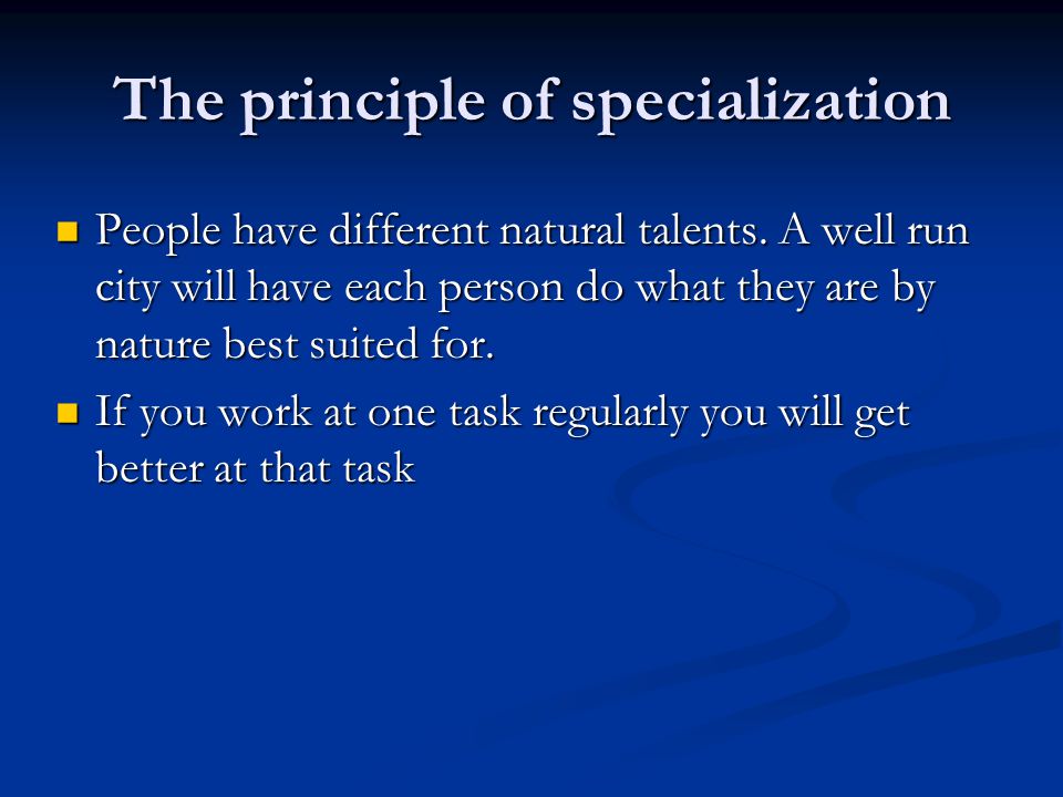 the principle of specialization