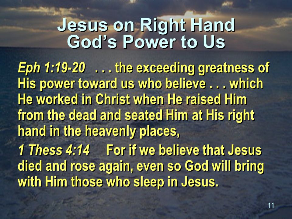 11 Jesus on Right Hand God’s Power to Us Eph 1: