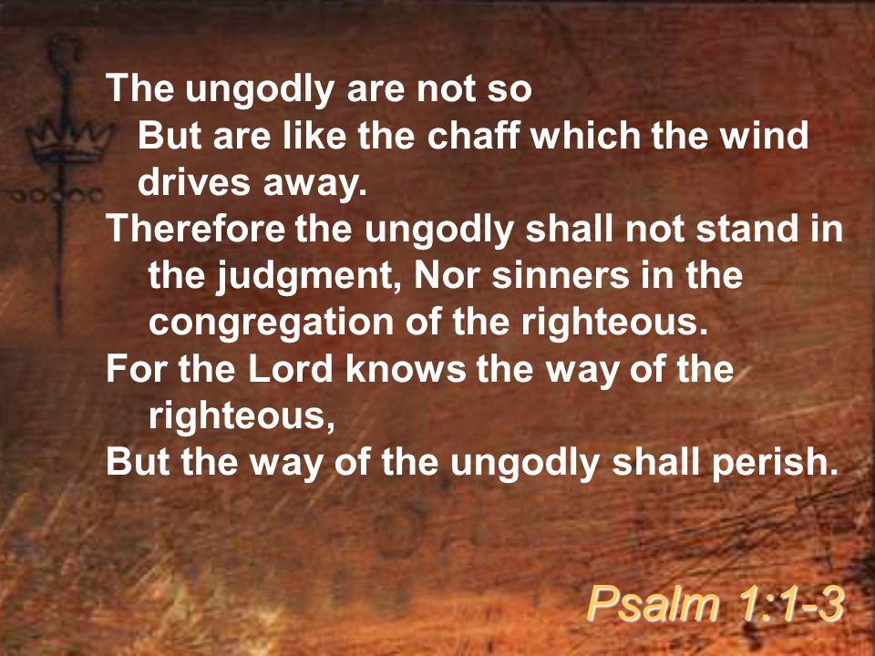 The ungodly are not so But are like the chaff which the wind drives away.