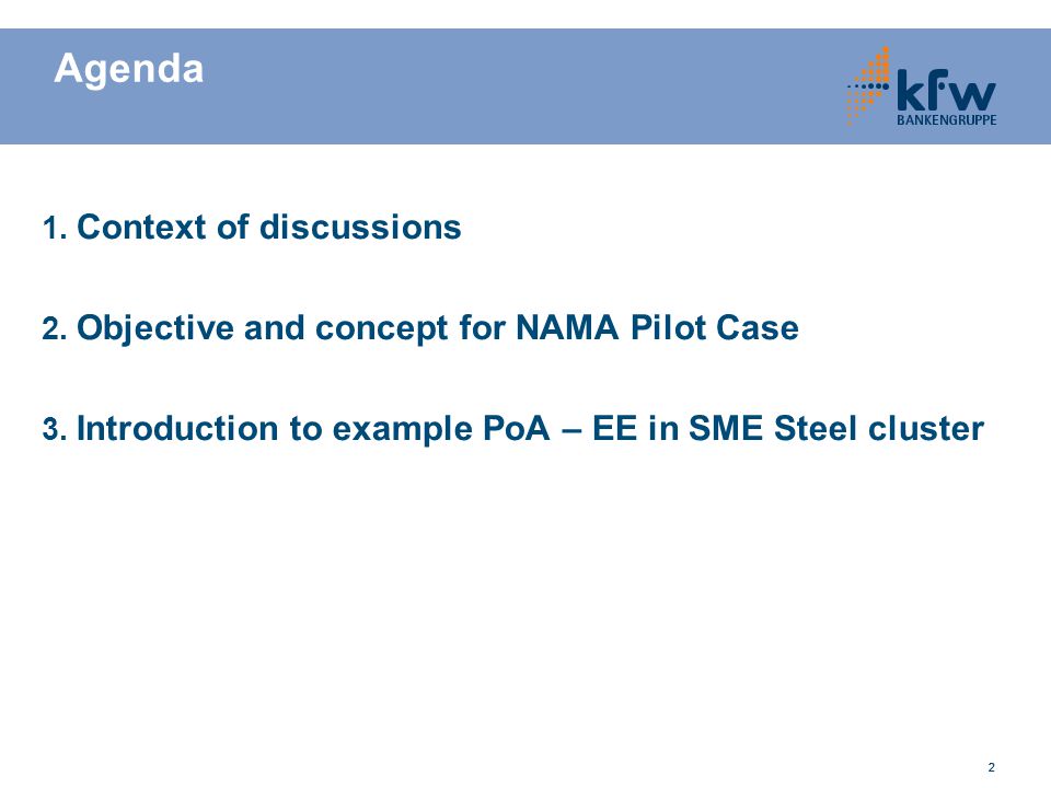222 Agenda 1. Context of discussions 2. Objective and concept for NAMA Pilot Case 3.