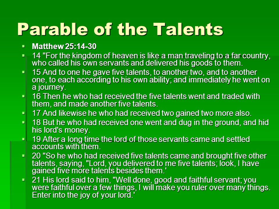 Parable of the Talents Summary
