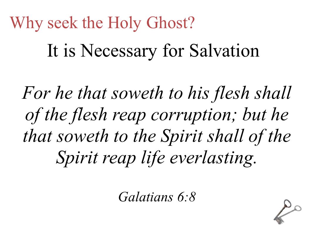 Why seek the Holy Ghost. …being sanctified by the Holy Ghost.