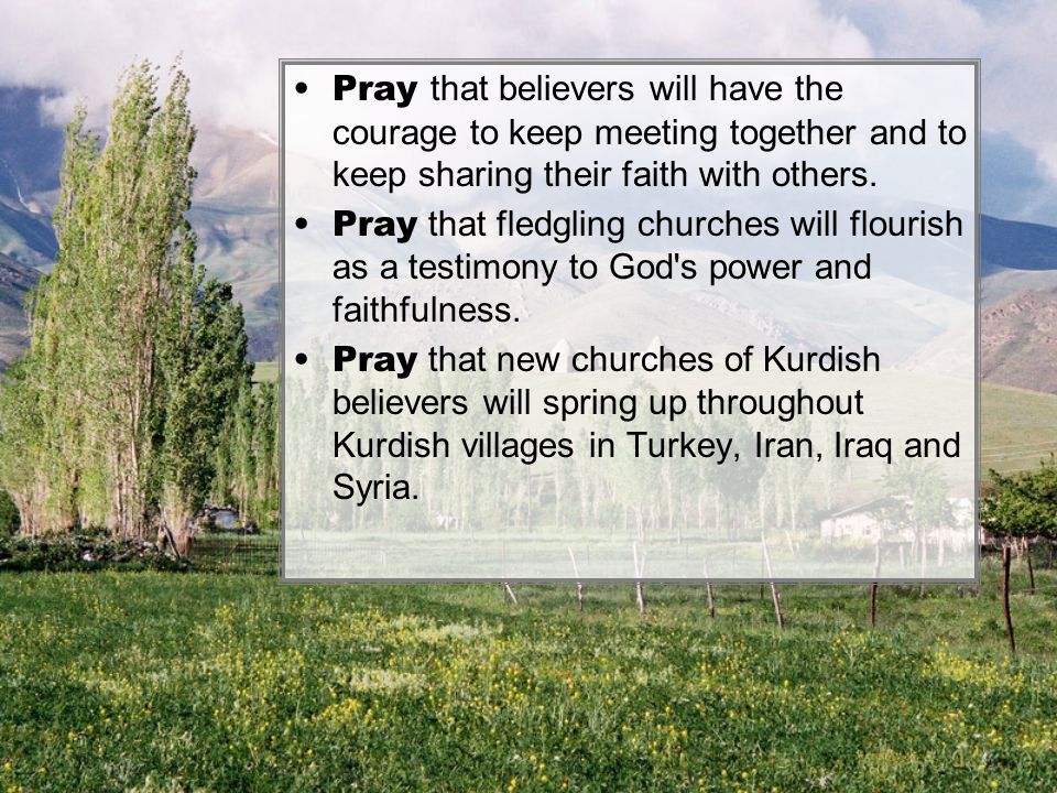 Pray that believers will have the courage to keep meeting together and to keep sharing their faith with others.