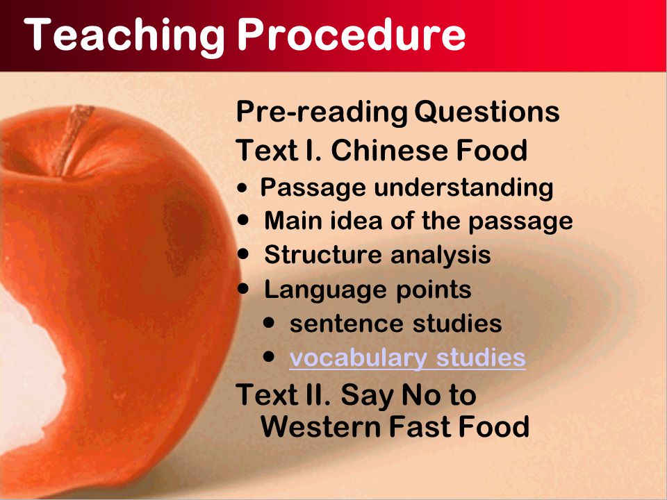 Teaching Procedure Pre-reading Questions Text I.