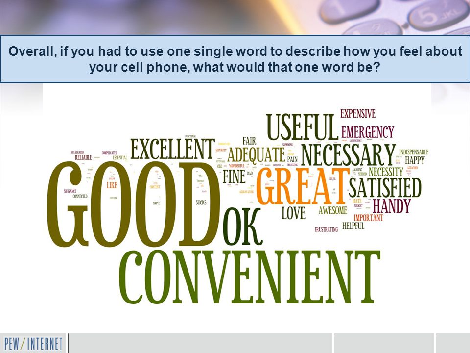 Overall, if you had to use one single word to describe how you feel about your cell phone, what would that one word be