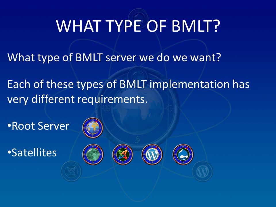 WHAT TYPE OF BMLT. What type of BMLT server we do we want.