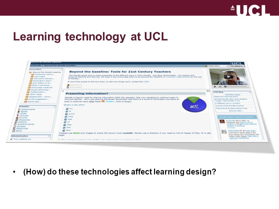 Learning technology at UCL (How) do these technologies affect learning design