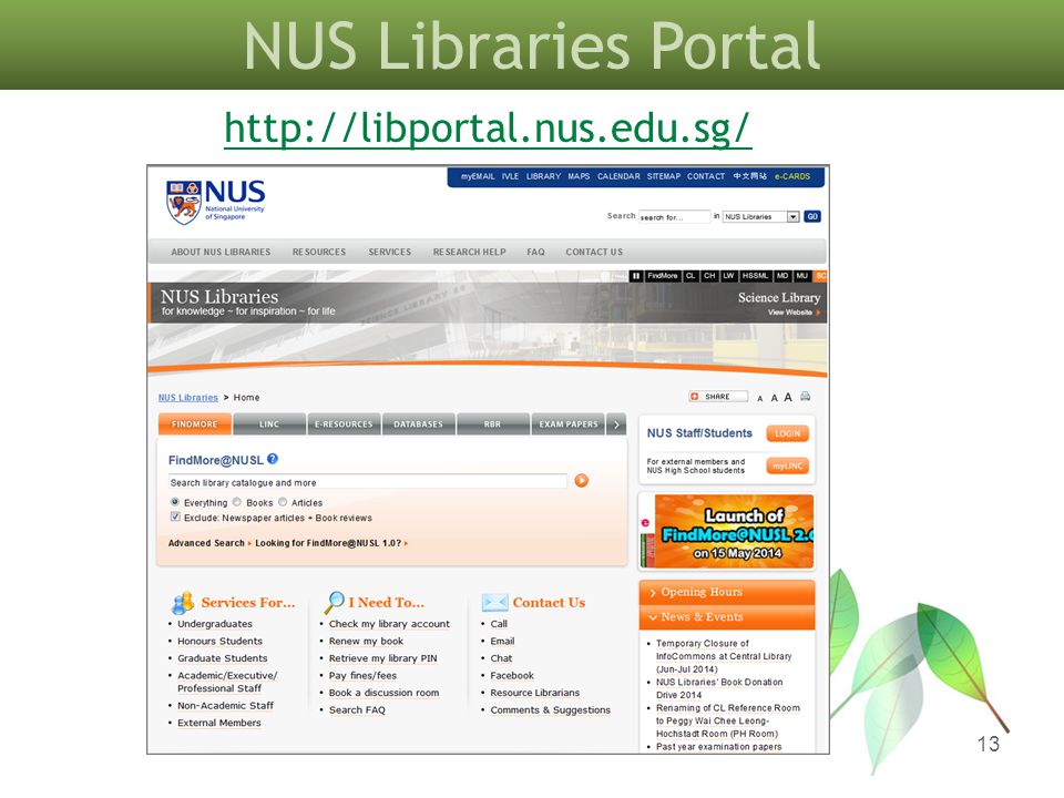 NUS Libraries Portal 13