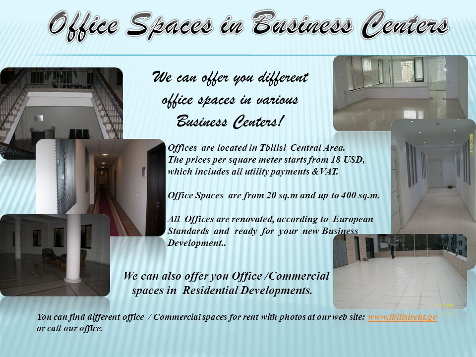  We can offer you different office spaces in various Business Centers.