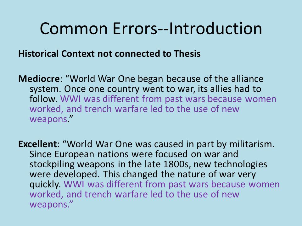 world war one essay introduction