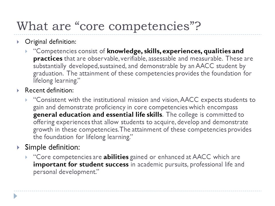 What are core competencies .