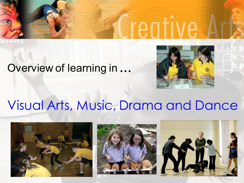 Overview of learning in … Visual Arts, Music, Drama and Dance