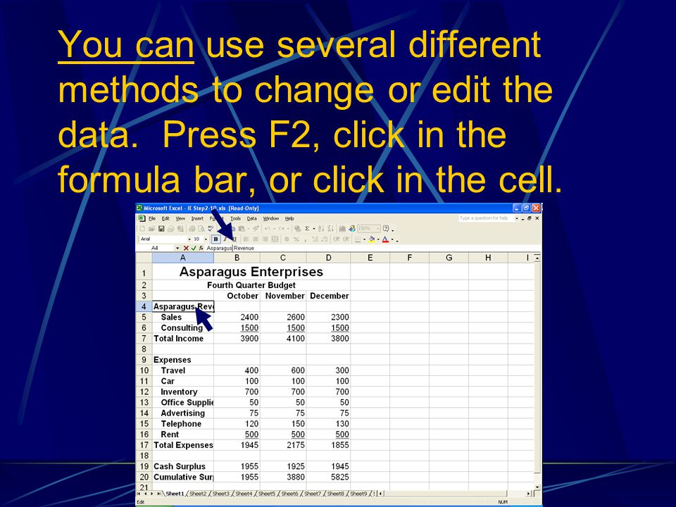 You can use several different methods to change or edit the data.
