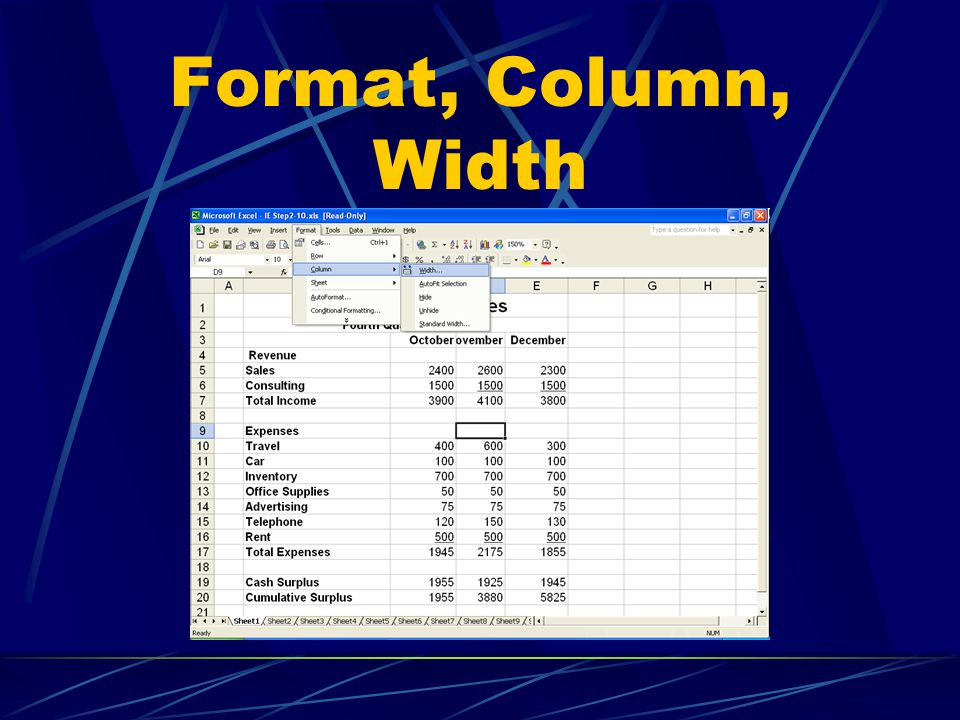 Format, Column, Width
