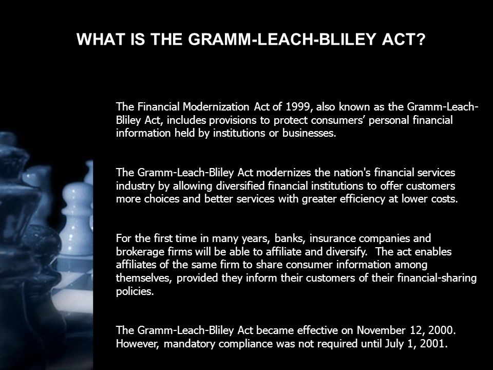 WHAT IS THE GRAMM-LEACH-BLILEY ACT.