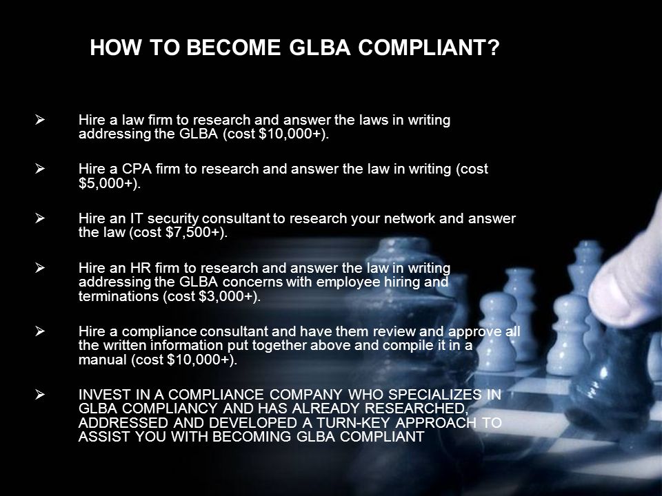 HOW TO BECOME GLBA COMPLIANT.