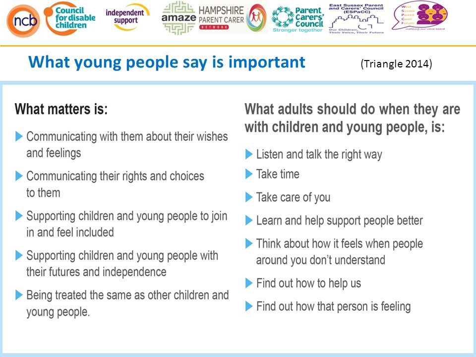 What young people say is important (Triangle 2014)