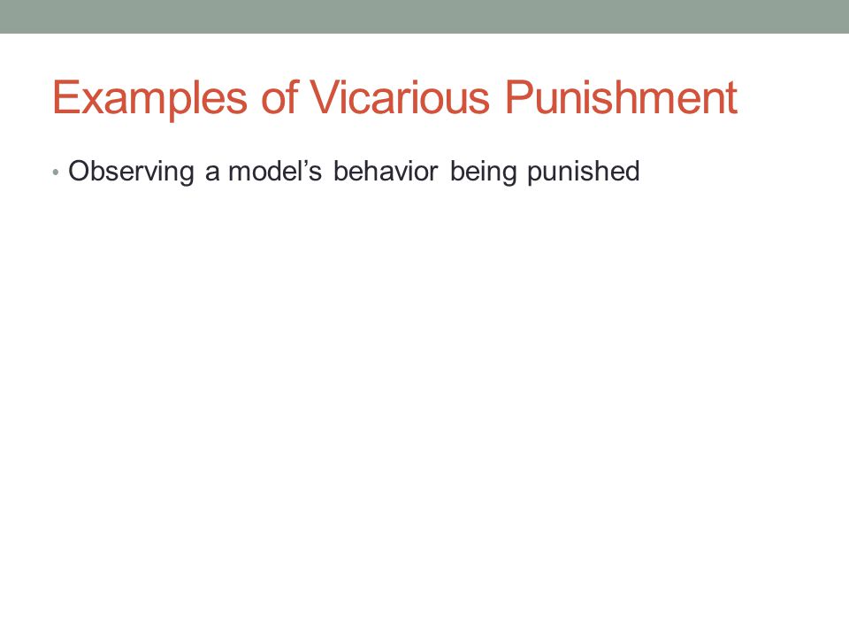 Examples of Vicarious Punishment Observing a model’s behavior being punished