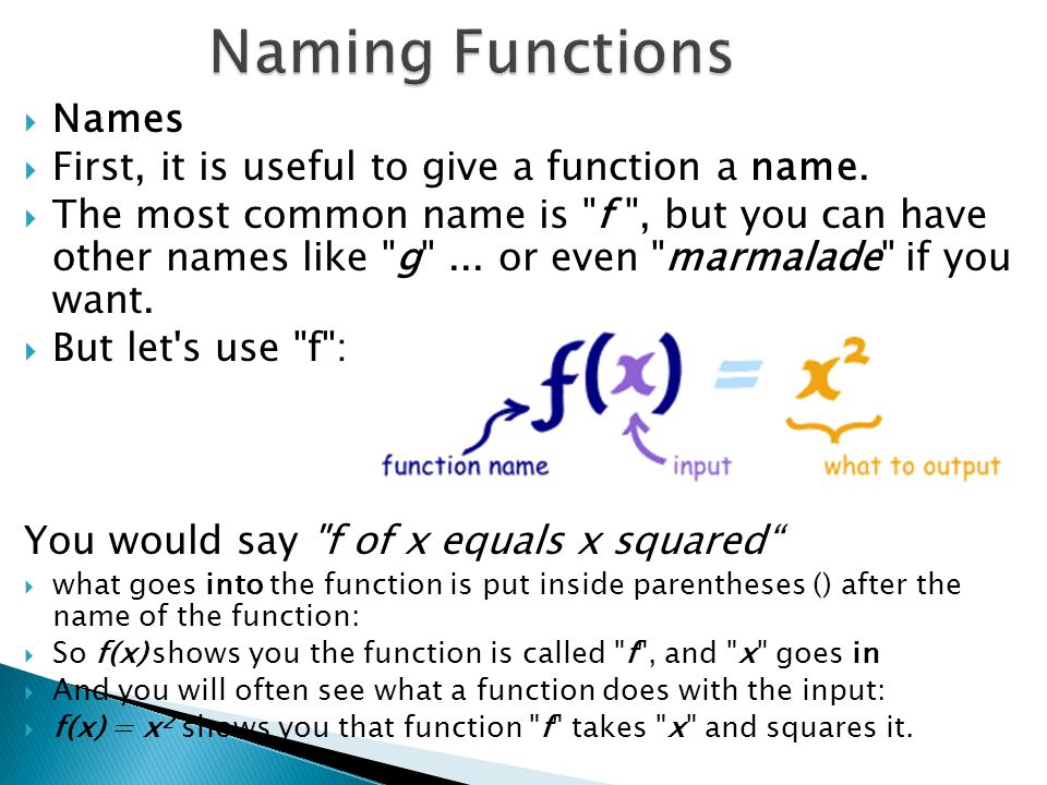  Names  First, it is useful to give a function a name.