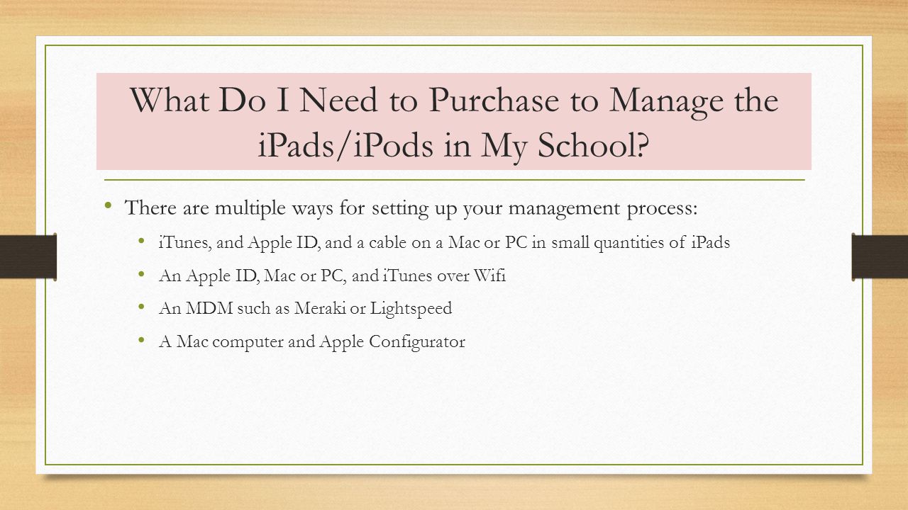 What Do I Need to Purchase to Manage the iPads/iPods in My School.