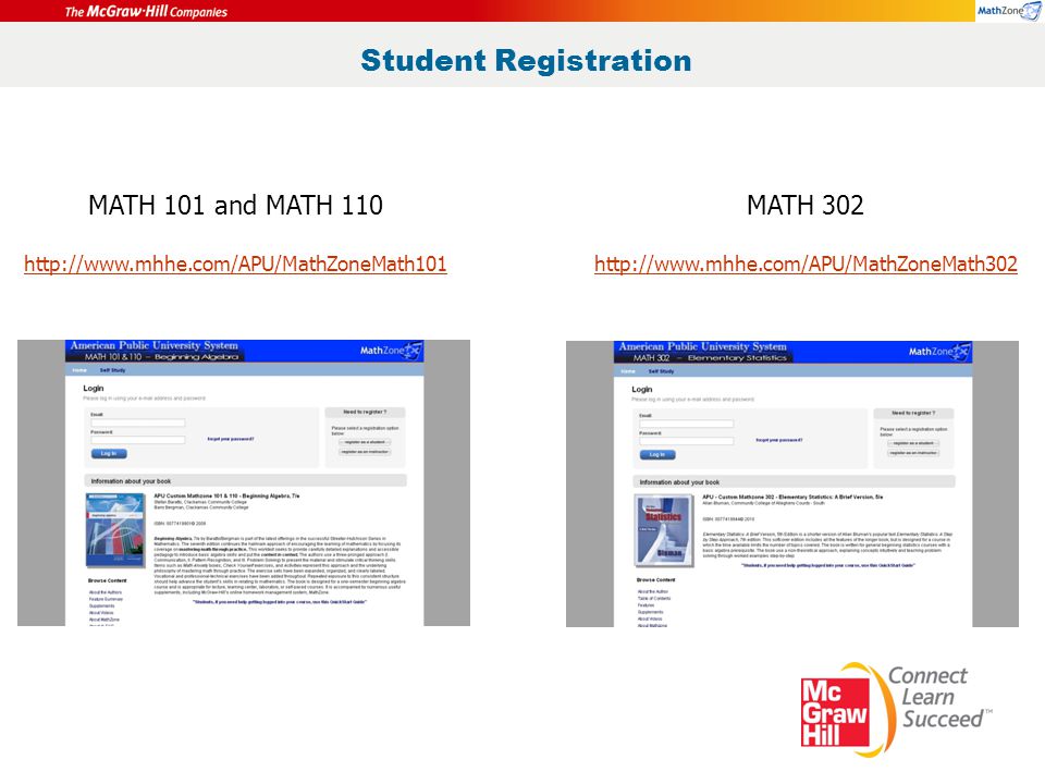 Student Registration MATH 101 and MATH MATH 302