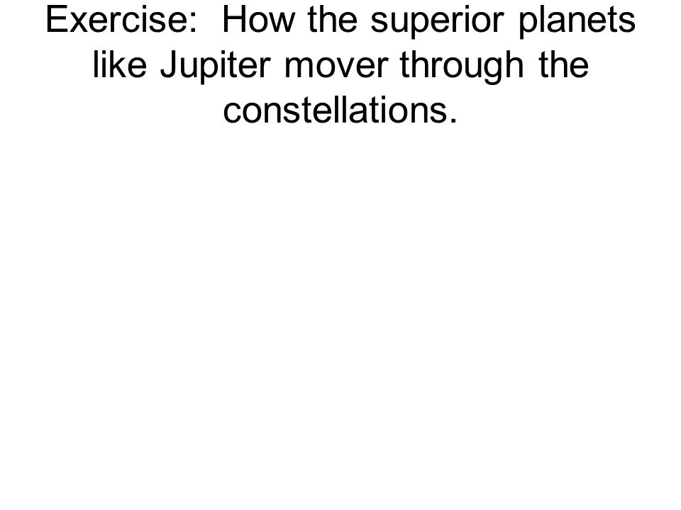 Exercise: How the superior planets like Jupiter mover through the constellations.