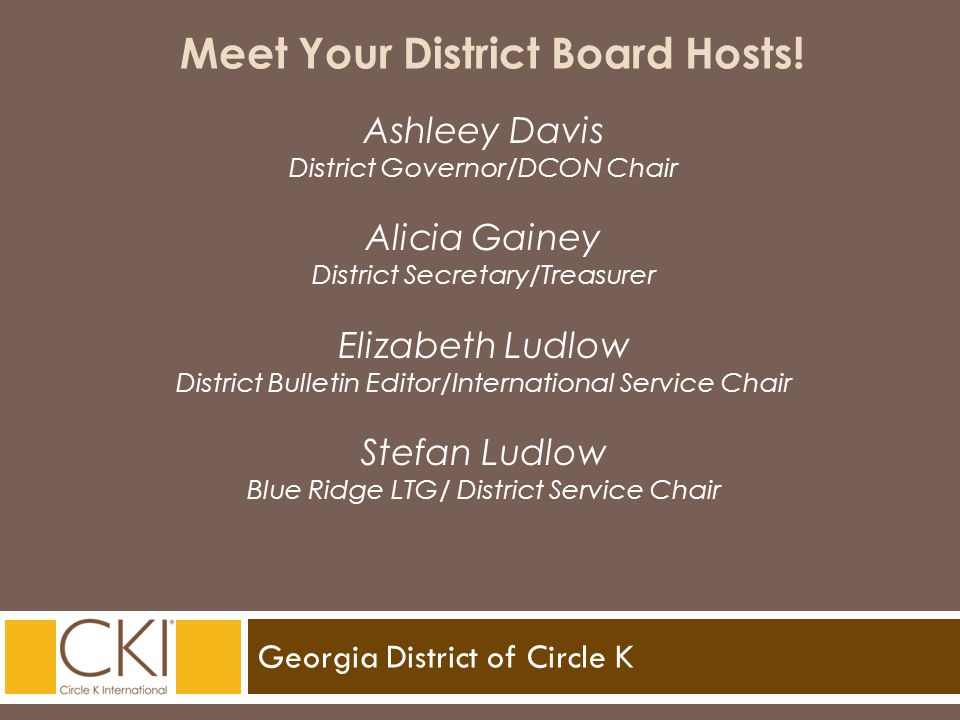 Georgia District of Circle K Meet Your District Board Hosts.