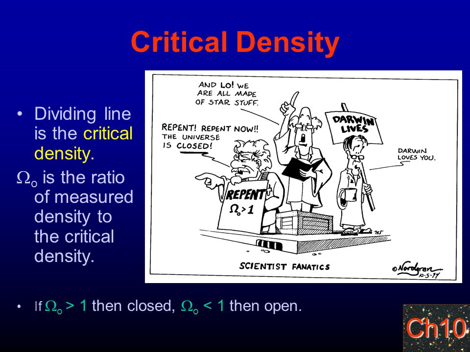 Ch10 Critical Density Dividing line is the critical density.