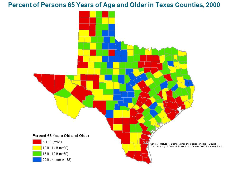 Percent of Persons 65 Years of Age and Older in Texas Counties, 2000