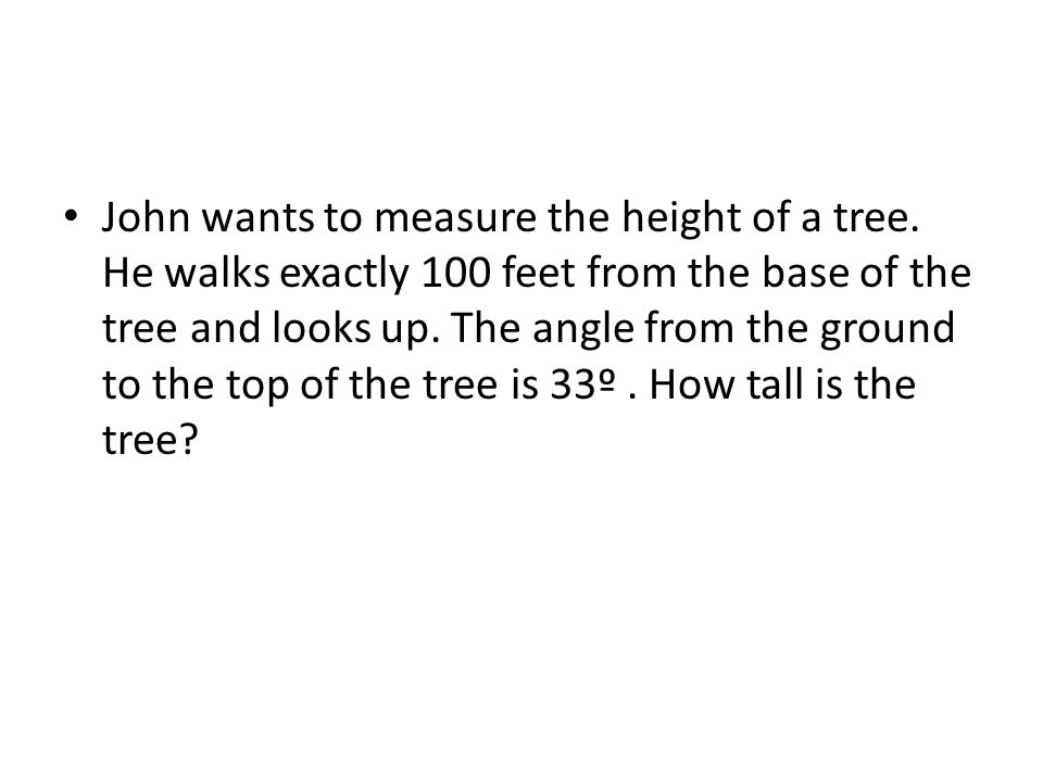 John wants to measure the height of a tree.