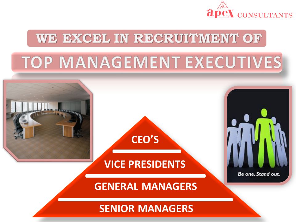 WE EXCEL IN RECRUITMENT OF WE EXCEL IN RECRUITMENT OF CEO’S VICE PRESIDENTS GENERAL MANAGERS SENIOR MANAGERS