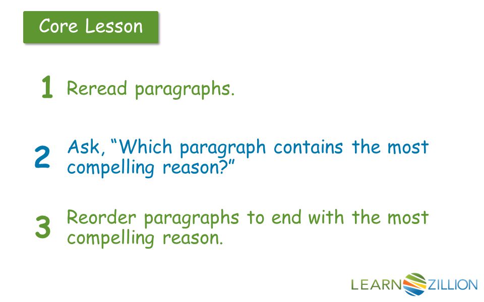 Core Lesson Reread paragraphs.